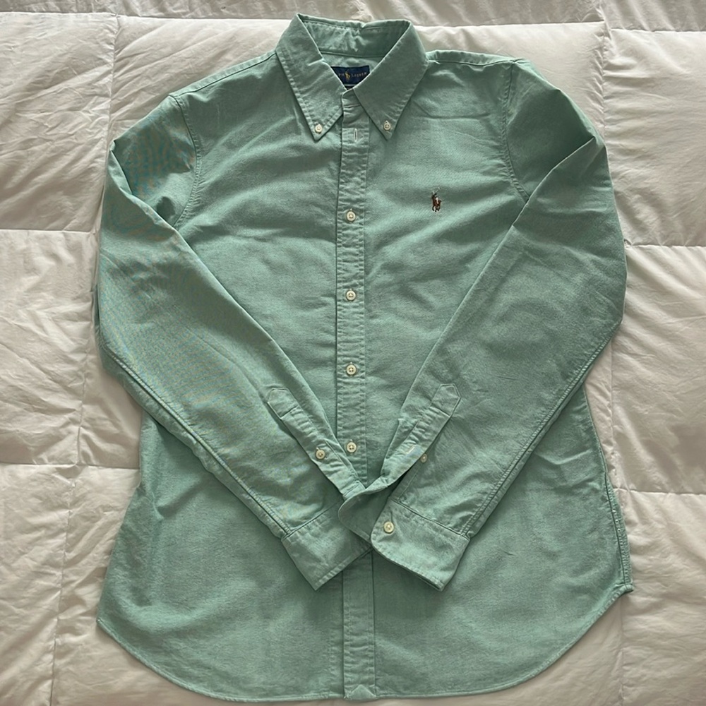 Men’s Ralph Lauren Custom Fit Button Down Green shirt